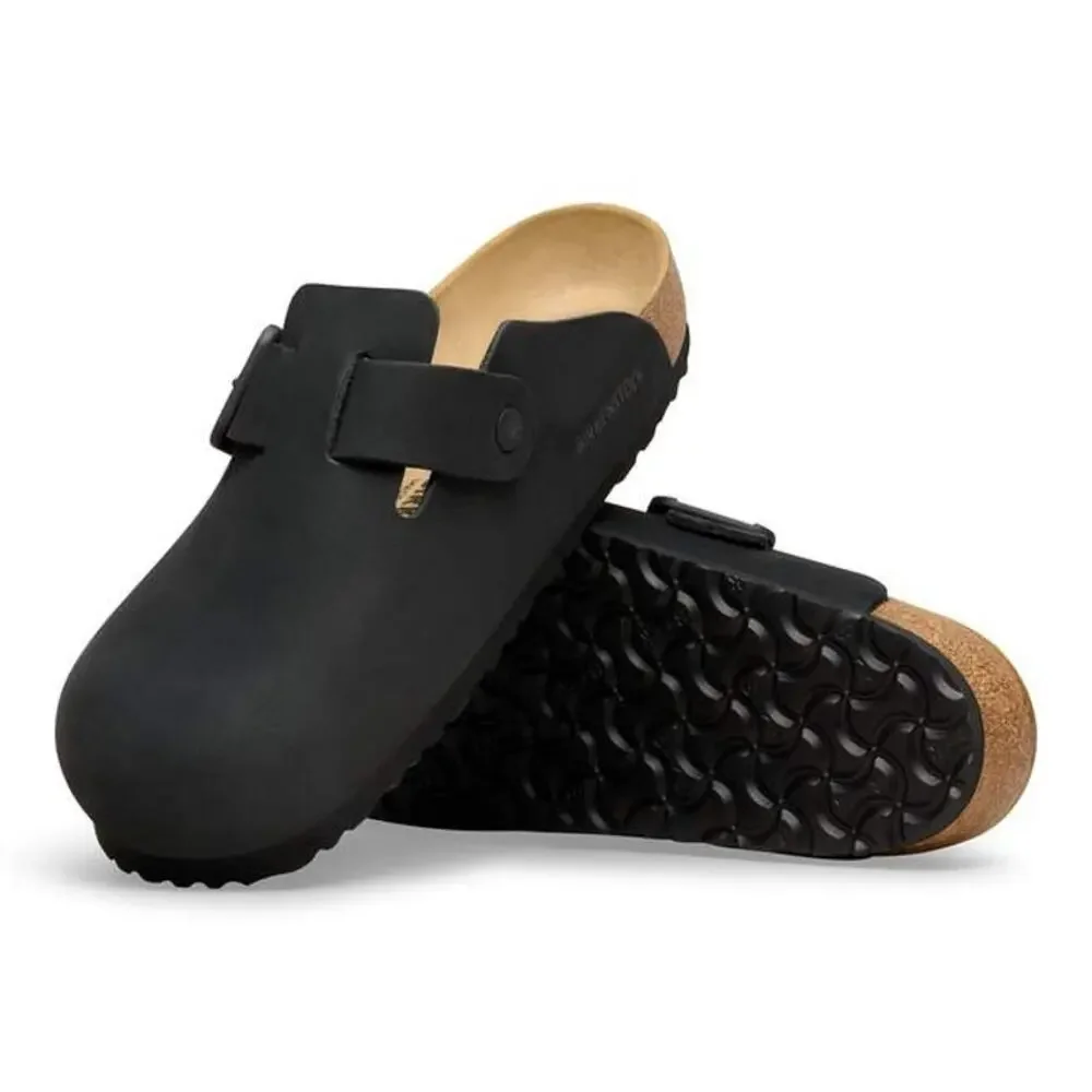 Birkenstock® Boston Men's Clogs In Oiled leather Leather Black US Size 10 NWOB